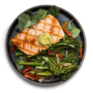 Grilled salmon vegetables